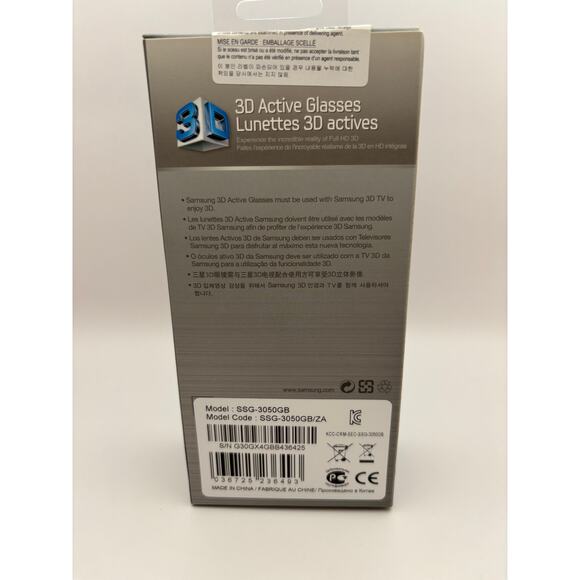 Samsung‎ Black SSG-3050GB 3D Active Glasses for Compatible Samsung Smart TV 
NIB - Picture 2 of 6